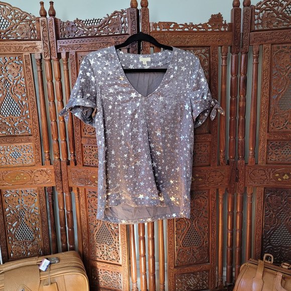 Modcloth Glimmery Star Gazer Shirt Festive Top - Medium - Picture 3 of 9